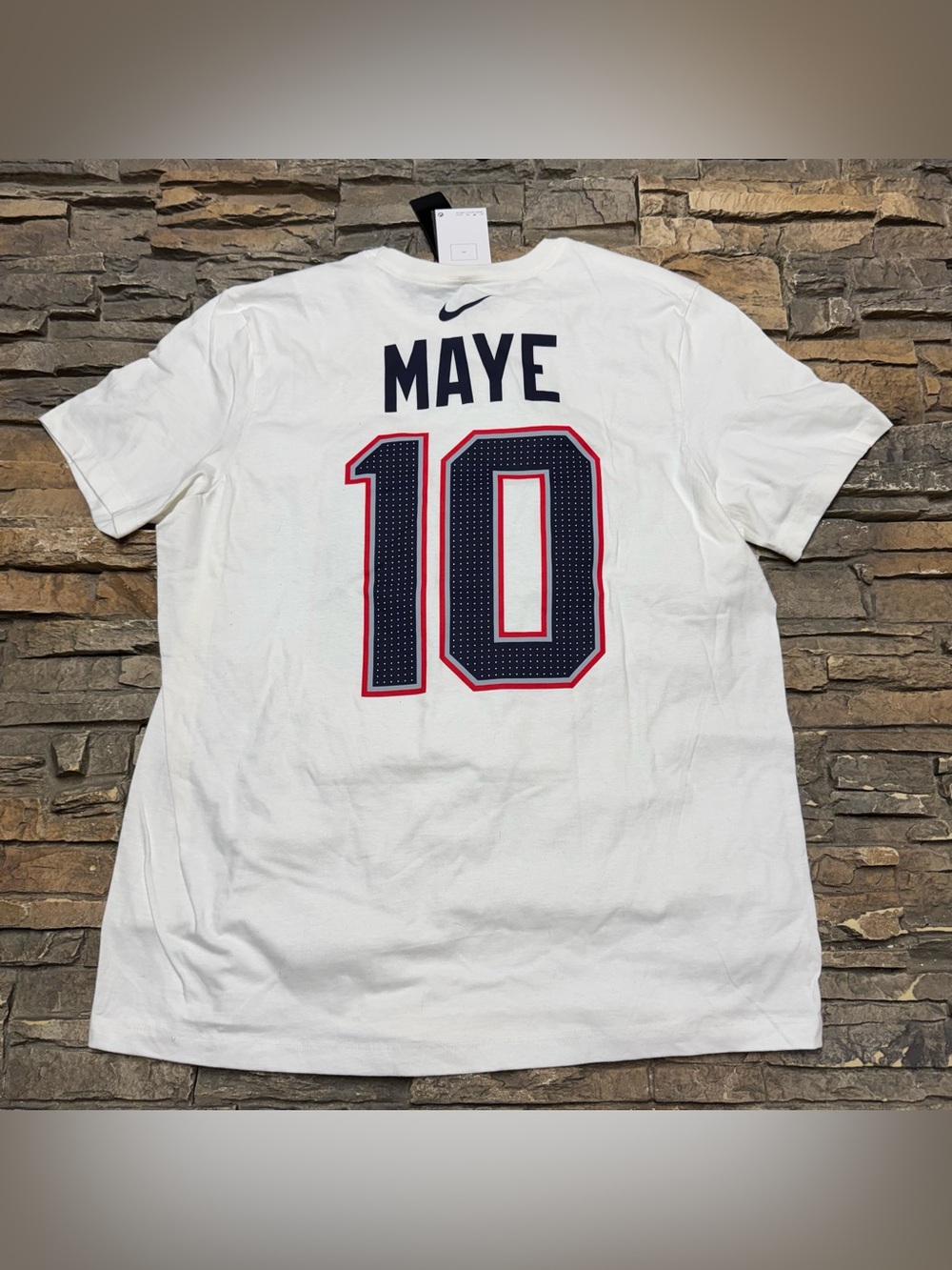NEW Drake Maye New England Patriots Nike Shirt Men XL White Tee NFL Football NWT